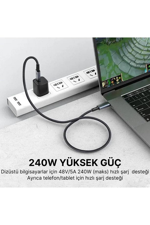 1mt Usb 4.0 240w Thunderbolt Type-c To Type-c Şarj, Data Ve 8k 60hz Görüntü Aktarım Kablosu - 3