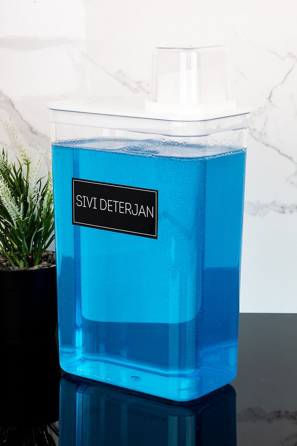 Kendinden Ölçekli Deterjan Kutusu Sıvı Deterjan Etiketli 3000ml Mika Deterjanlık Yumuşatıcı Kutusu - 3