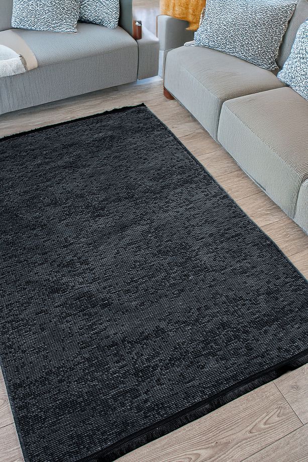 Antrasit Şönil Kilim Salon Oturma Çocuk Odası Dokuma Makine Halısı Mutfak Hasır Sisal Yolluk - 2