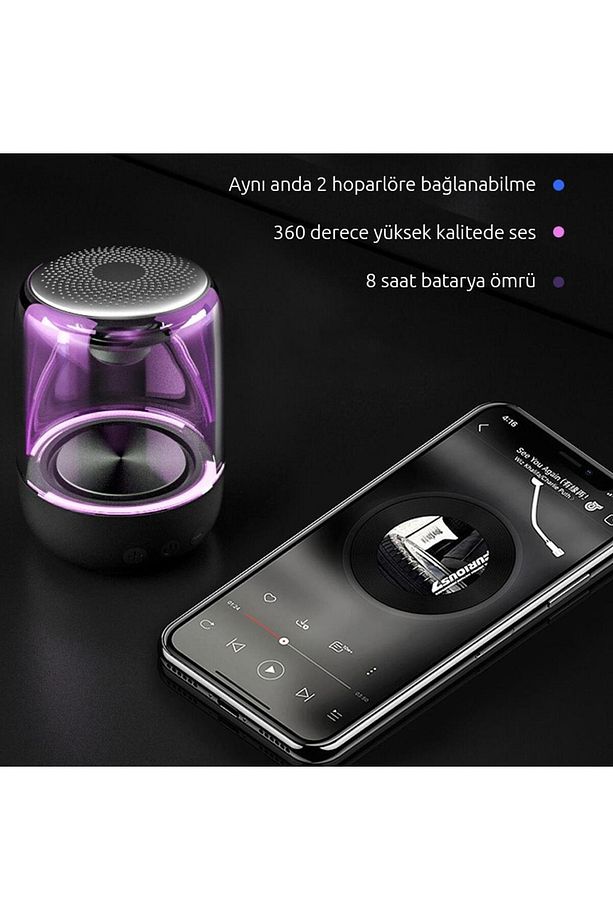 MV-24695 600 Mah Taşınabilir RGB Mikrofonlu AUX/TF/Bluetooth 3 Watt Hoparlör - 5