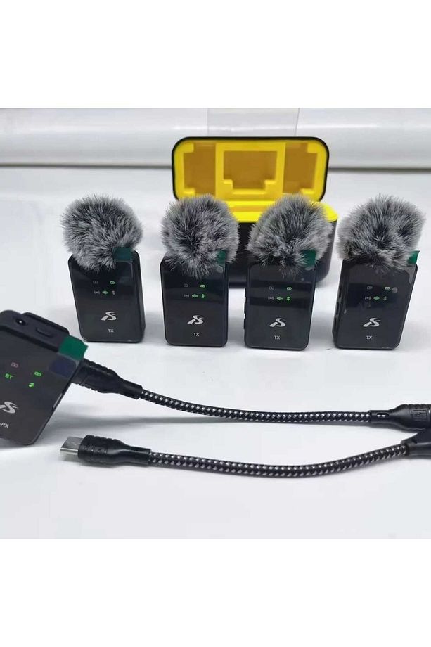 SX13 4 Mikrofonlu Iphone Ve Type-c Uyumlu Kablosuz Yaka Mikrofonu Şarj Göstergeli Gürültü Azaltma - 6