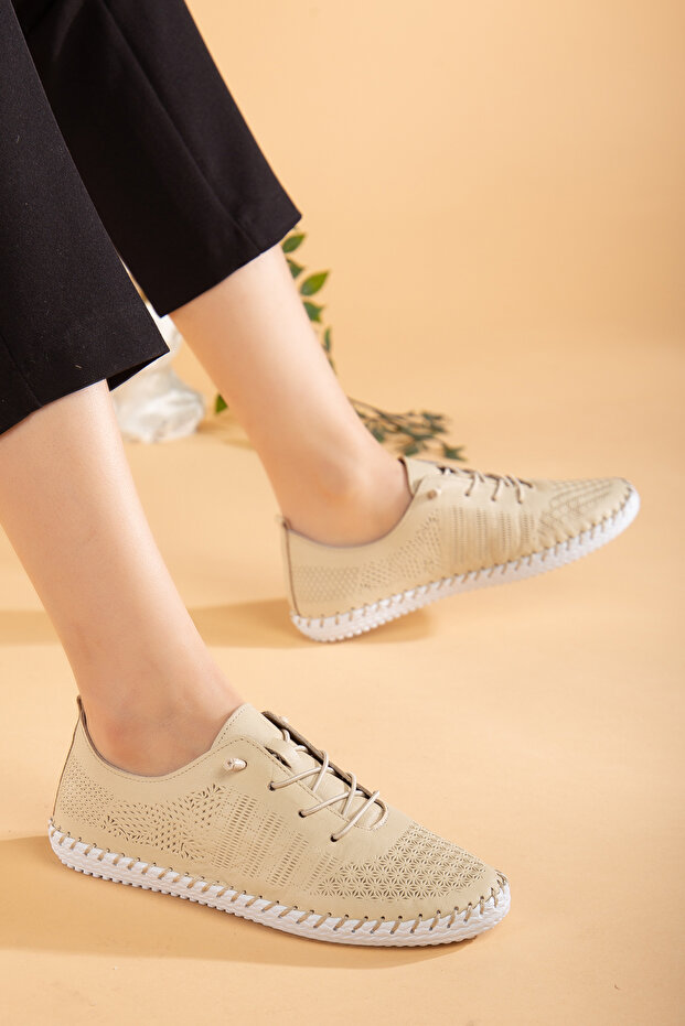 Genuine Leather Comfortable Orthopedic Women's Daily Rubber Laced Soft Shoes