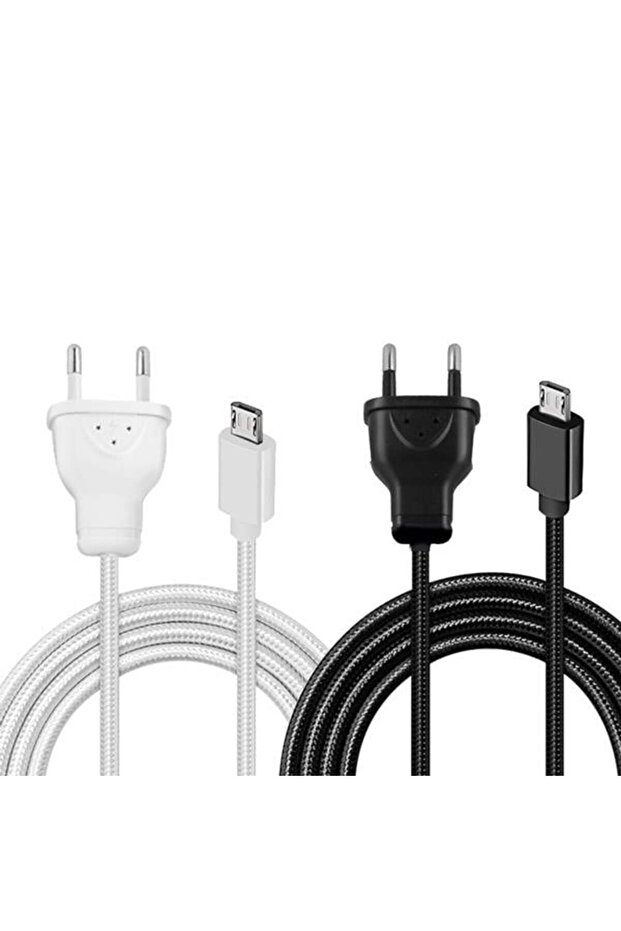 Micro Usb Serisi 220V Fişli Örgülü Şarj Kablosu - 1