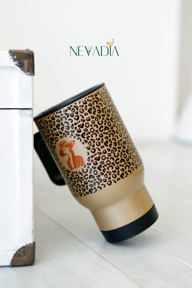 Leopar Desenli Kişisel Termos - 1