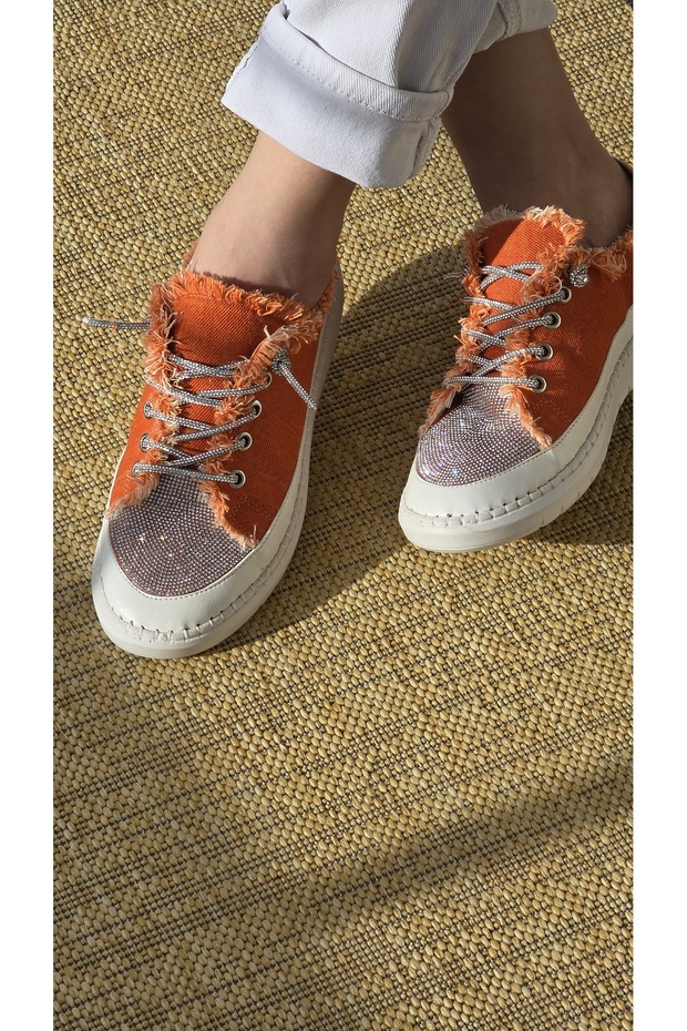 Melinta Stone Flat Sole Women's Denim Sneakers