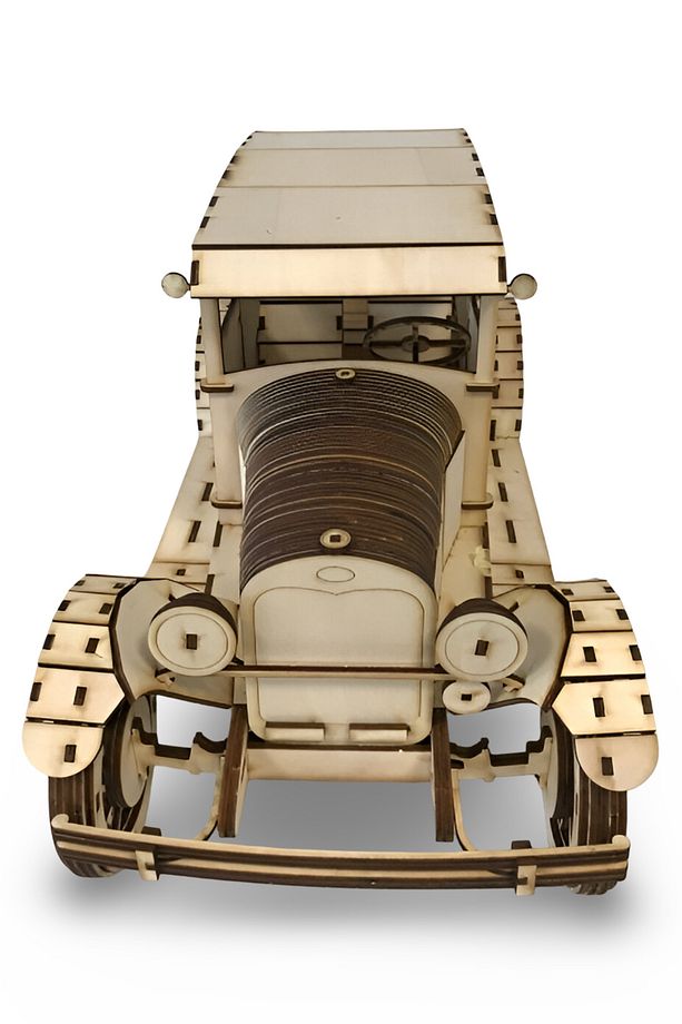Ford A Model 1927 Klasik Ahşap Araba Maketi - 3D Puzzle Hobi Seti 370 Parça - Dekoratif ve Eğitici - 5
