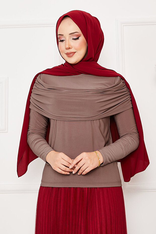 Önü Drapeli Sandy Bluz - 1