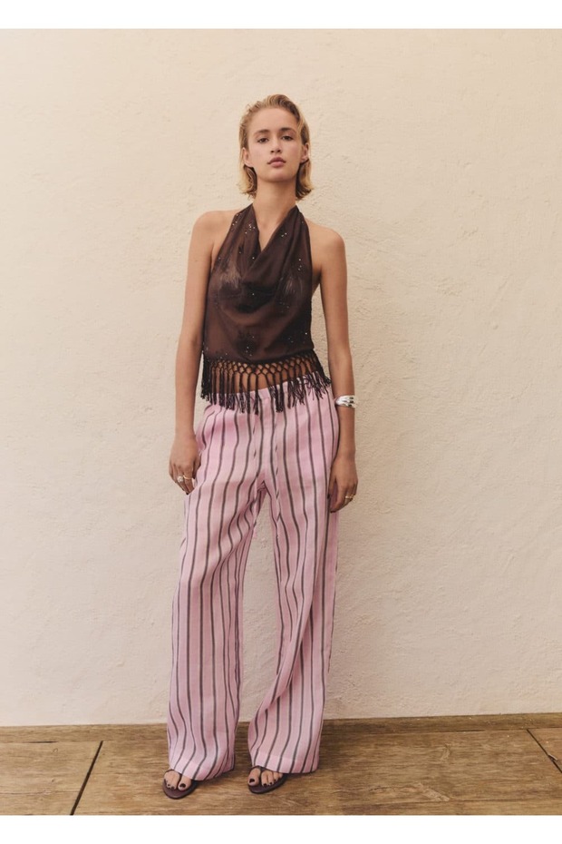 Çizgili rami pantolon - 2