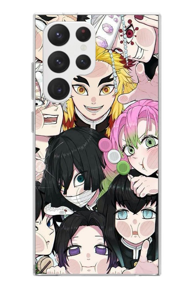 Samsung Galaxy S22 Ultra Compatible Demon Slayer Manga Transparent Silicone Case