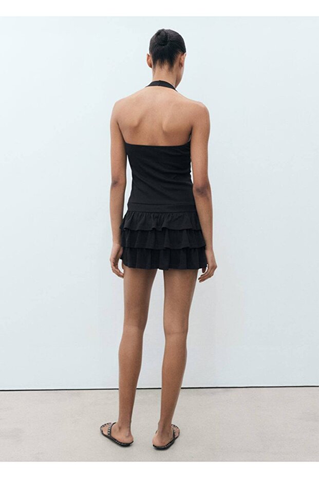 Fırfırlı kısa elbise - 4
