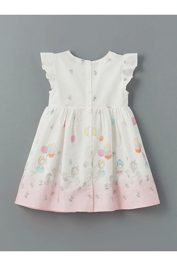 Lcw Kids Ekru Bisiklet Yaka Poplin Kız Çocuk Elbise - 3