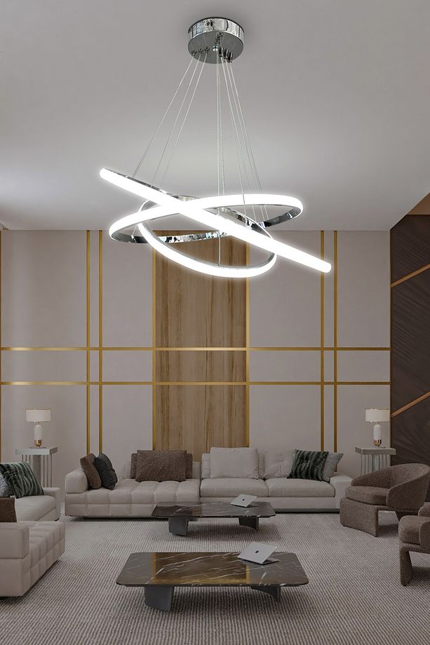 3'lü Çember Led Avize Kumandasız Krom - 3