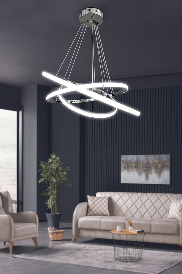 3'lü Çember Led Avize Kumandasız Krom - 1