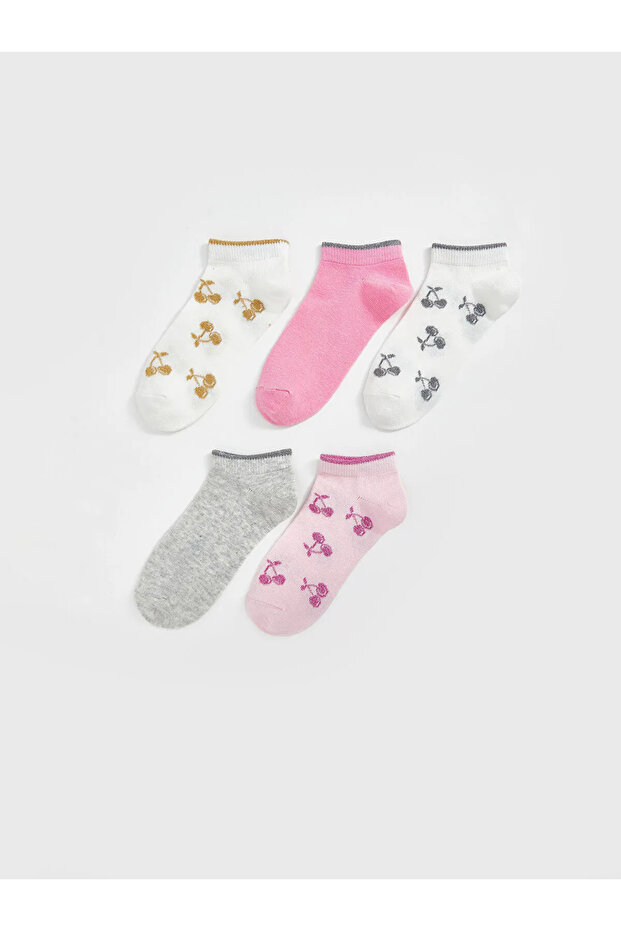 Patterned Girl's Booties Socks Pack of 5