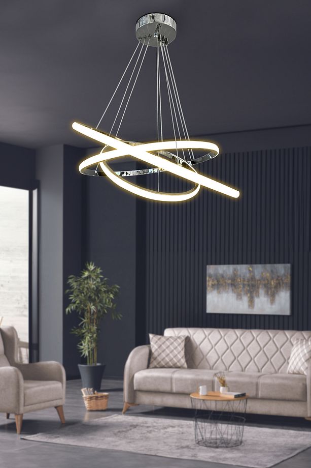 3'lü Çember Led Avize Kumandasız Krom - 2
