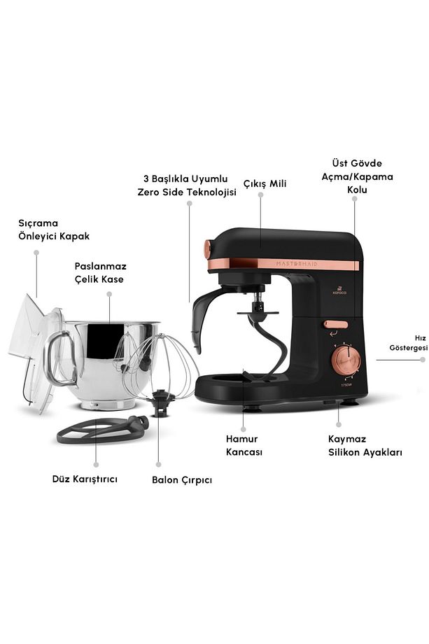 Çift Kollu Chef Pro Hamur Yoğurma , Karıştırma, Çırpma Stand Mikser & Mutfak Şefi 1750w 5 Litre - 8