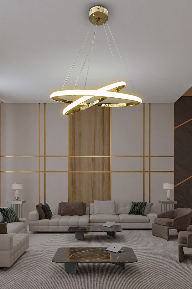 2 'li Çember Avize Kumandalı Gold - 1