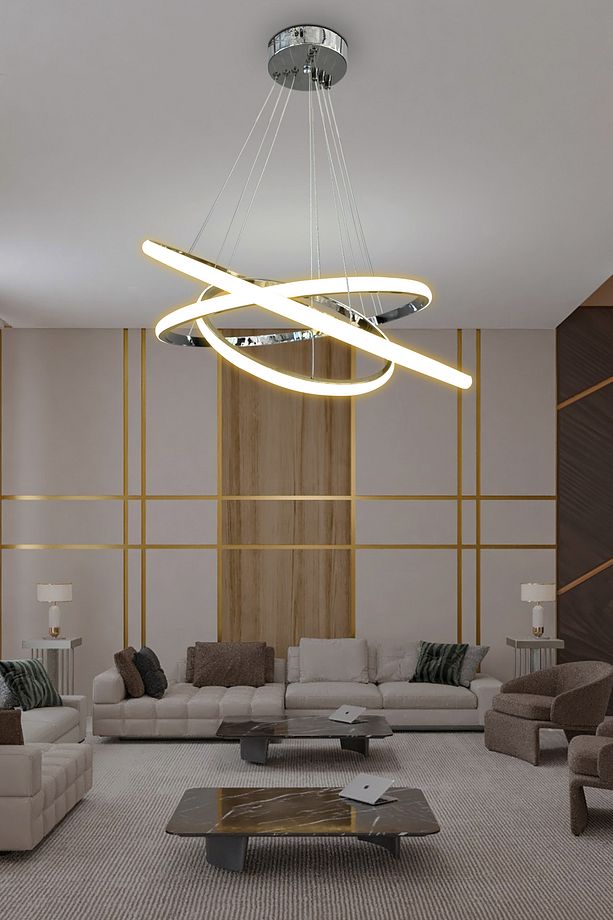 3'lü Çember Led Avize Kumandasız Krom - 4