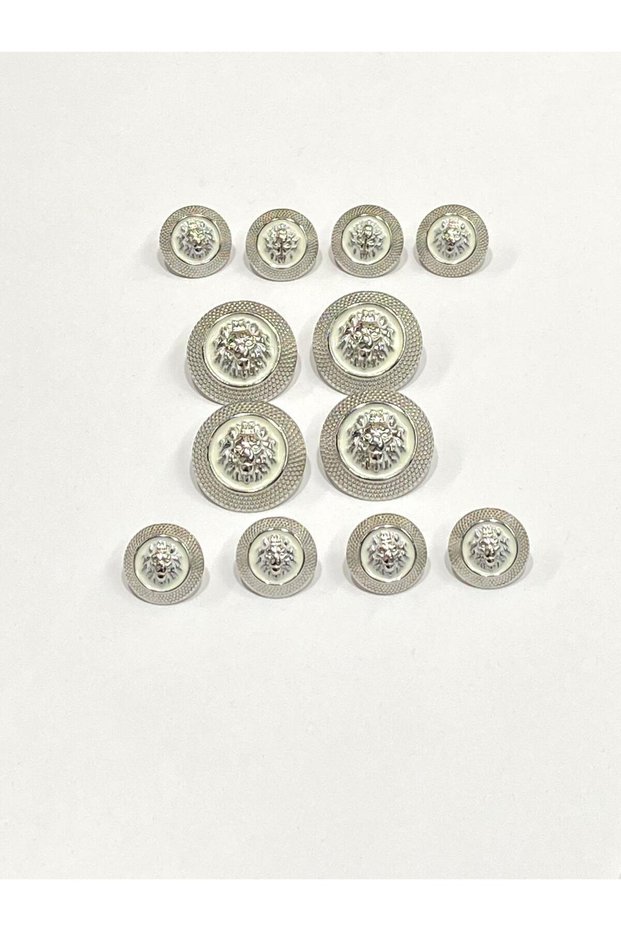 Blazer Jacket Button Set 4+8 / Lion Model / White Inside Silver