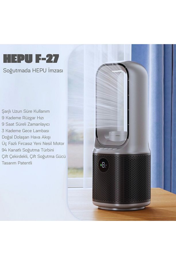 HP F27 Şarjlı Taşınabilir Masa Üstü Hızlı Soğutma Buharlı Vantilatör - 4