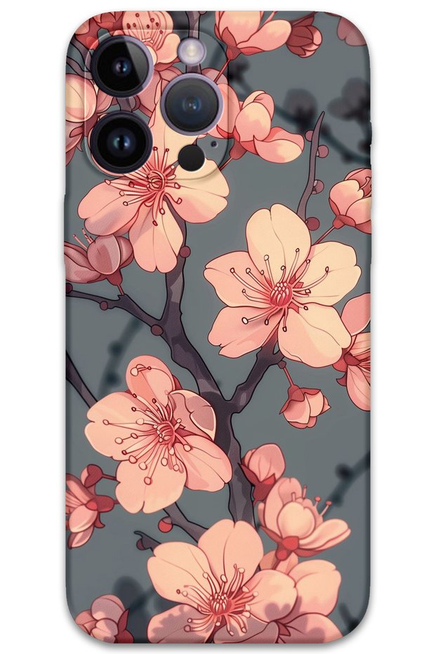 iPhone 14 Pro Compatible Floral Pattern Phone Case + Screen Protector - 5801