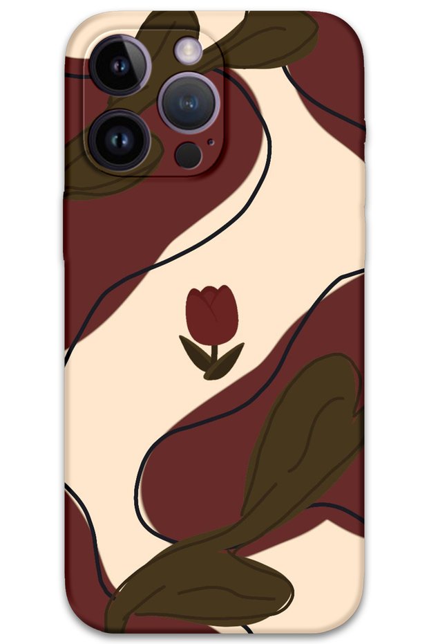 iPhone 14 Pro Compatible Floral Pattern Phone Case + Screen Protector - 5790