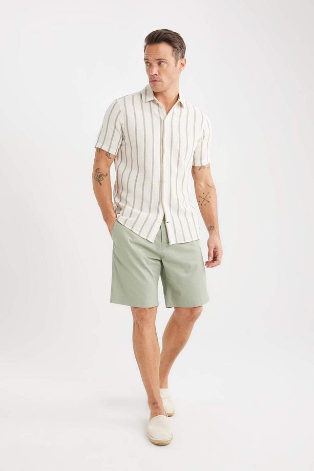 %100 Pamuk Regular Fit Gabardin Bermuda Şort C7684AX25SP - 6