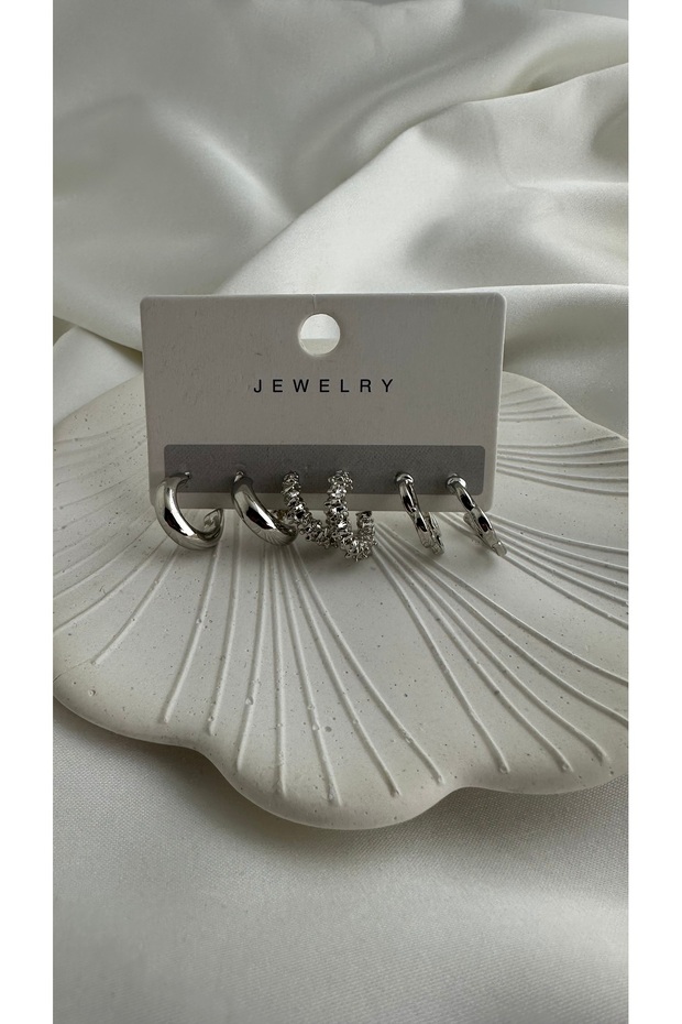 Kadın Çelik 6’lı Küpe - 2