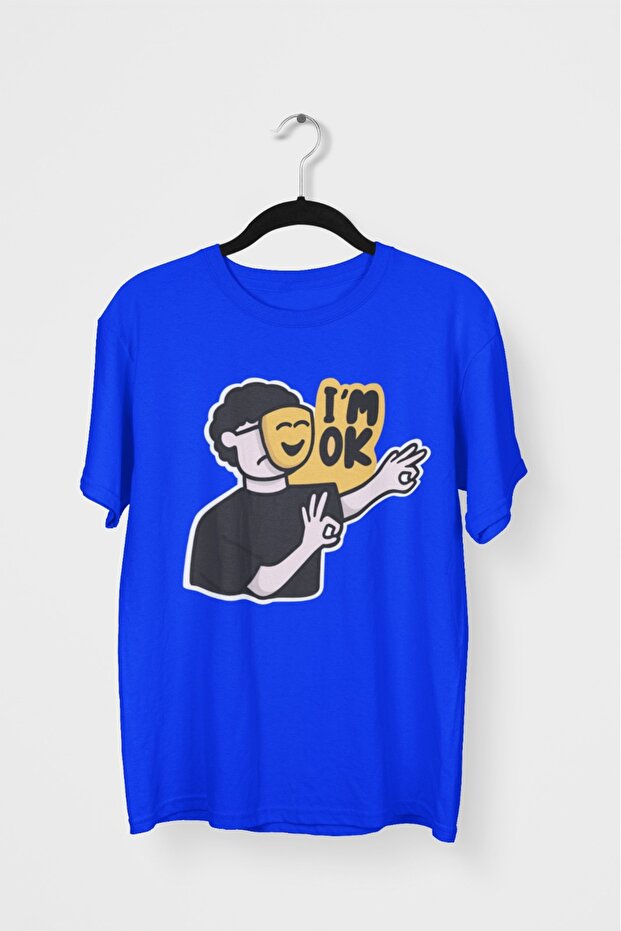 Men/Women -I Am Ok - Transfer Printed Round Neck Short Sleeve Tee