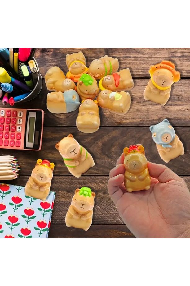 Capybara Squishy, Sukuşi, Yumuşak Sıkılabilir Stres Oyuncağı, Capybara Oyuncak (Karışık 1 Adet) - 3