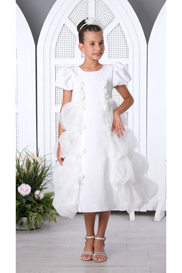 Girls White Dress 3196