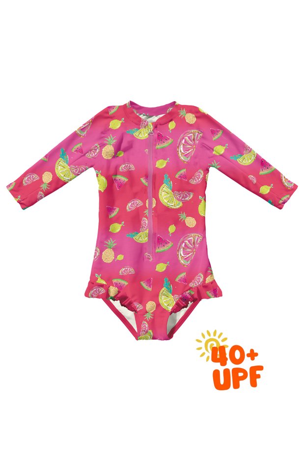 Lime Sleeved Swimsuit Upf 40 Protection Long Sleeve Baby Kids Swimsuit