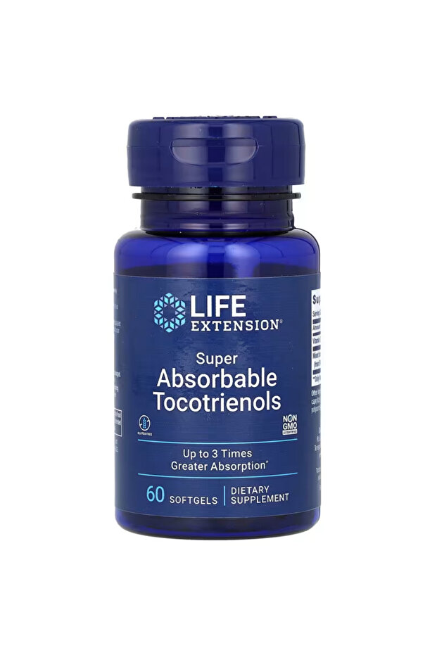 Super Absorbable Tocotrienols, Vitamin E as D-Alpha tocopherol, Hair Growth 60 Softgels - 1