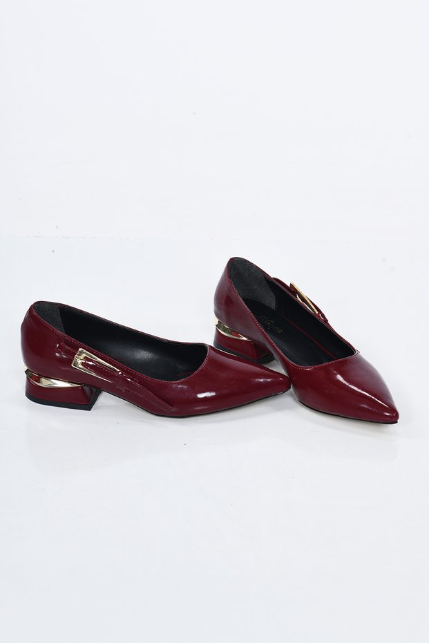 Women's 3 cm Burgundy Low Heeled Beige Comfortable and Full Mold