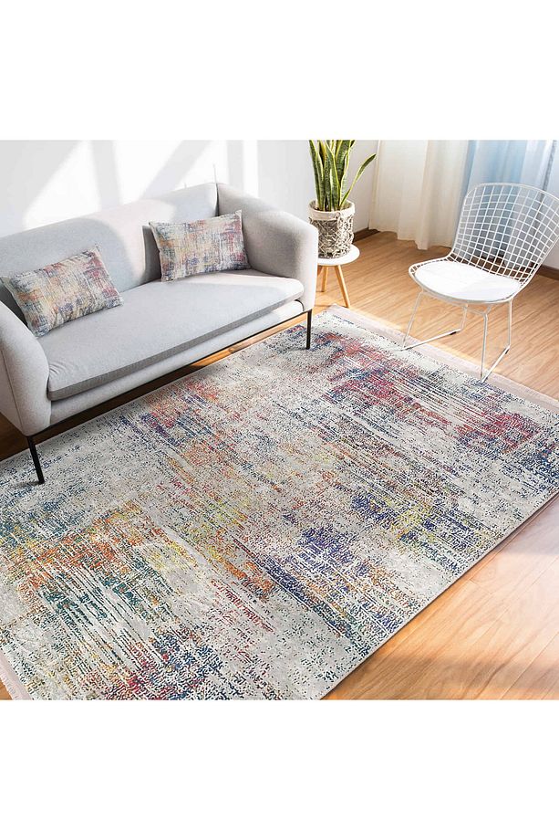 Canlı Renklerde Modern Doku Desenli Makinede Yıkanabilir Kaymaz Tabanlı Salon Halısı - 5