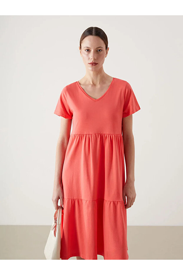 LCW Comfort V Yaka Kadın Elbise - 2