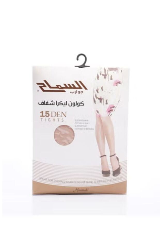 كولون ليكرا شفاف 15 دن, انعكاس حريري, تحكم ناعم بالمنطقة العلوية حياكة متينة عند مقدمة القدم
