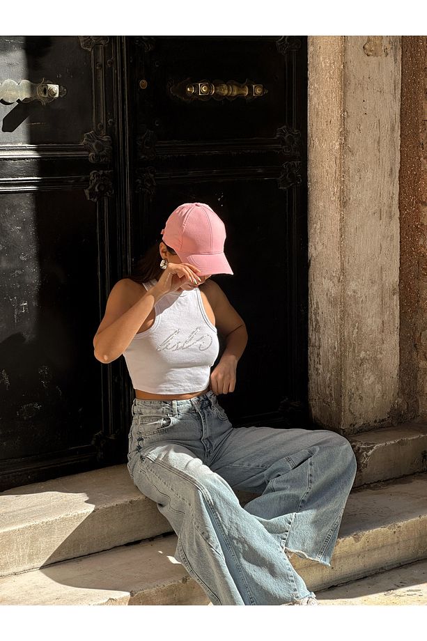Ayarlanabilir Basic Unisex Pembe Düz Spor Şapka - 1
