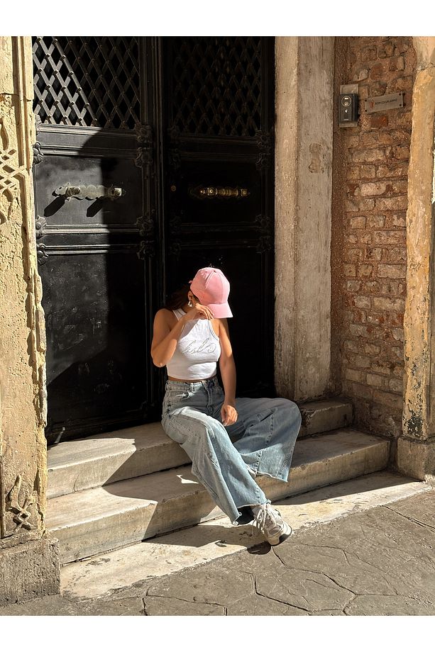Ayarlanabilir Basic Unisex Pembe Düz Spor Şapka - 5