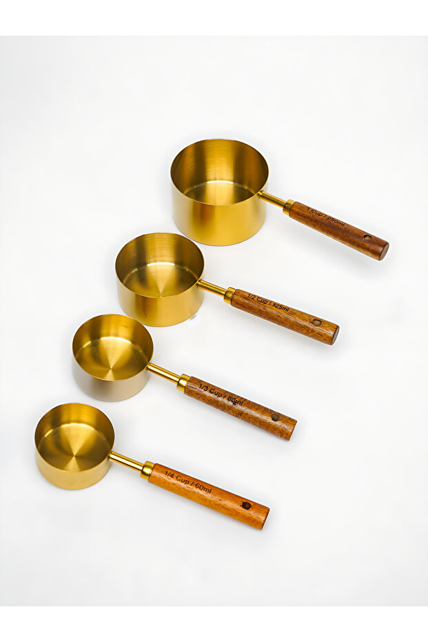 4-Piece Measuring Cup 304 Stainless Steel Solid Wood Handle 721744 - 3