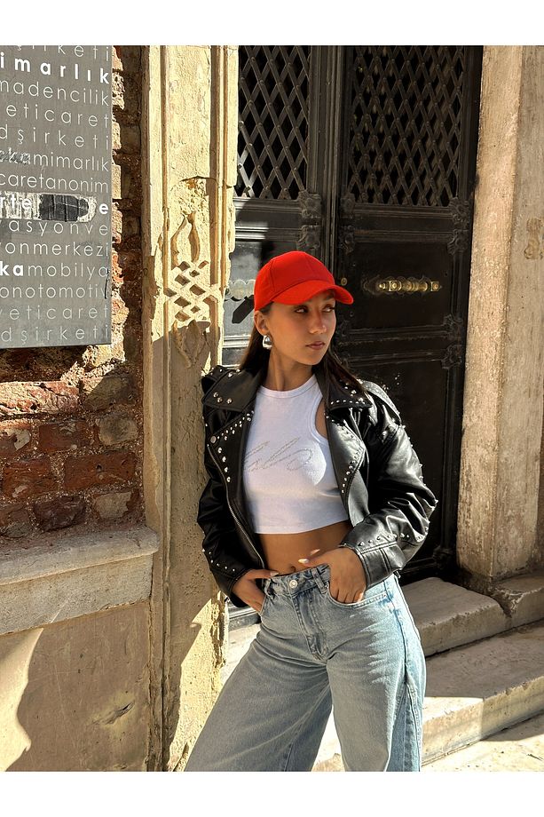 Ayarlanabilir Basic Unisex Kırmızı Düz Spor Şapka - 1