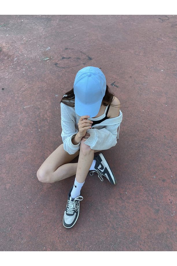 Ayarlanabilir Basic Unisex Bebe Mavisi Düz Spor Şapka - 8