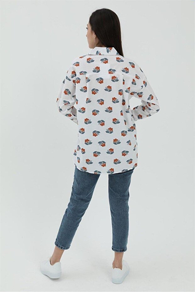 Floral Patterned Shirt - White - 6