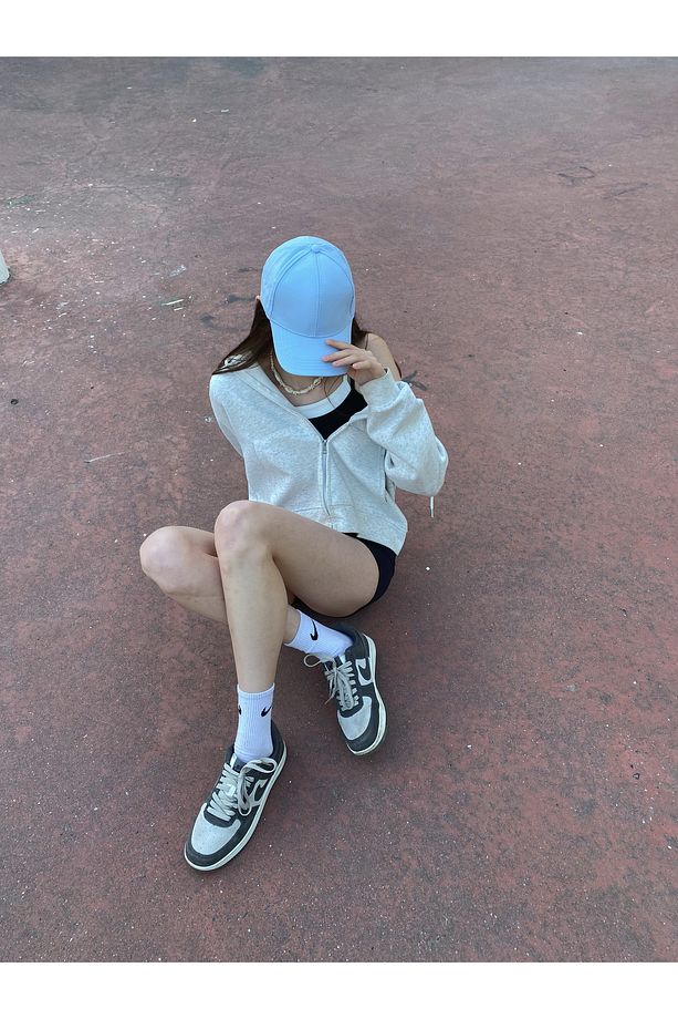 Ayarlanabilir Basic Unisex Bebe Mavisi Düz Spor Şapka - 3