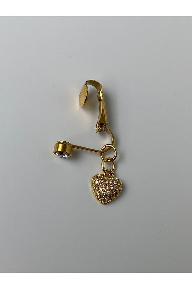 Çelik Göbek Piercing Mıknatıslı Deliksiz Kullanım Sıkıştırmalı Kalpli Minimal Model - 5