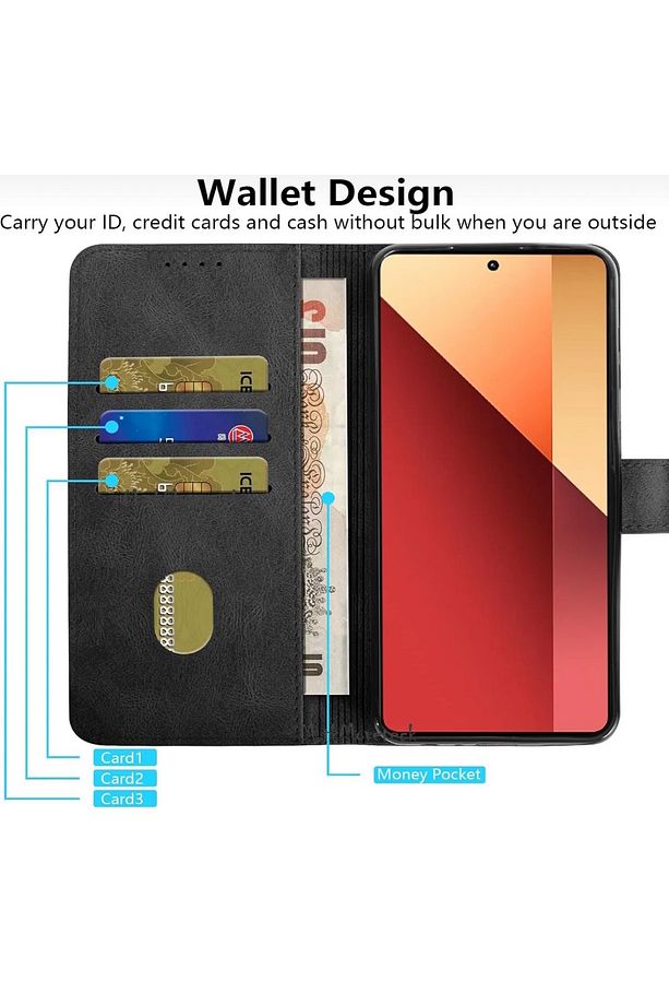 Xiaomi Redmi Note 14 Pro 5G Kılıf 360 Tam Kaplar Deri Dokulu Kapaklı Cüzdan Stand Kartvizitli Kapak - 5