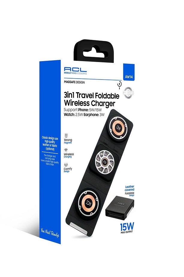 AW14 3in1, 15 Watt Katlanabilir Wireless Şarj Standı - 1