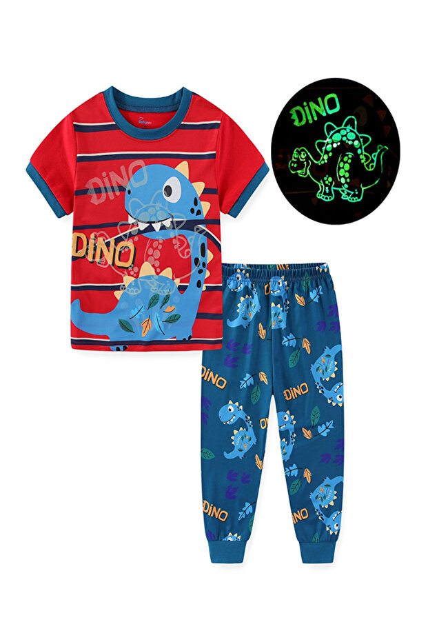 Blue Dino’s Leafy Jungle Trek Pajama Set