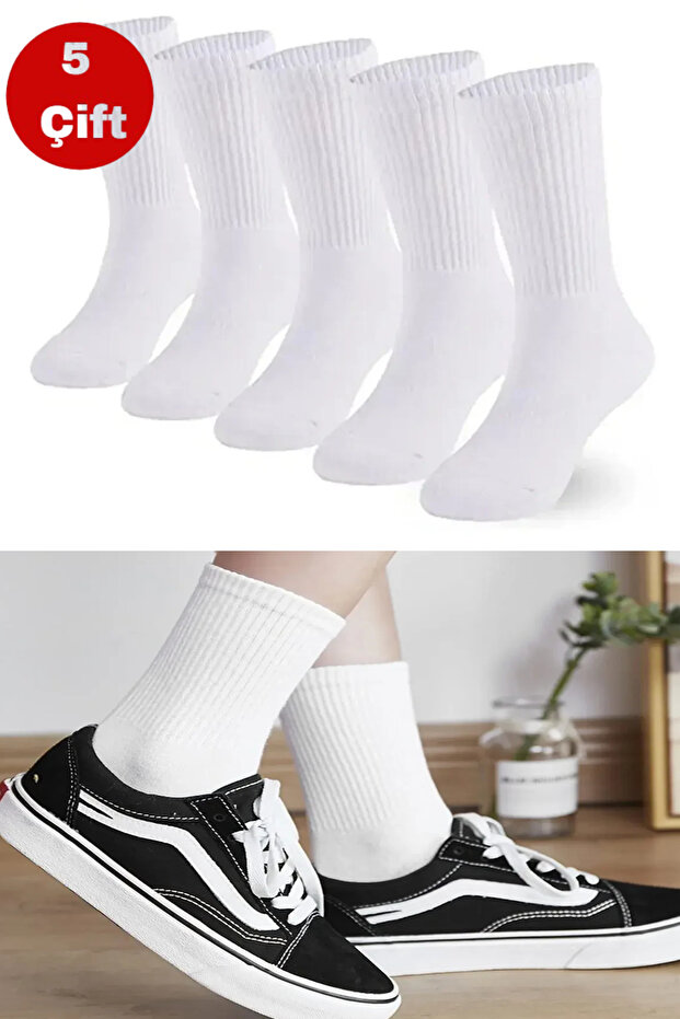 Men's Socks Women's Socks Socket Sports Socks White Long Patterned Socks 5 Pairs