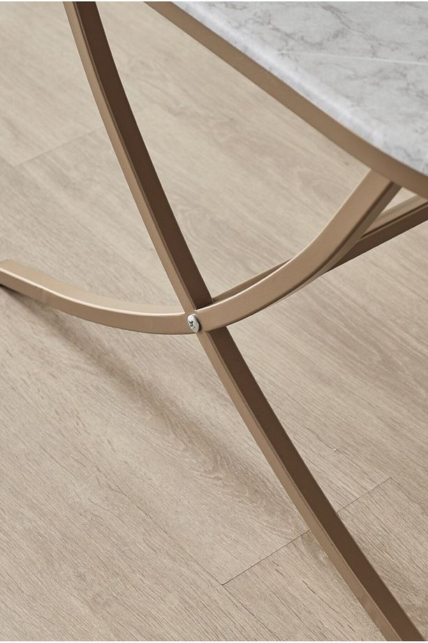 Damrin Serisi Gri Mermer Desen 1. Sınıf Mebran Mdf Orta Sehpa Bronz Ayak - 8